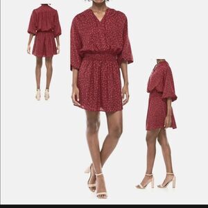 Kaari Blue Maroon Elastic Waist 3/4 Sleeve  Summer Dress Size XL EUC